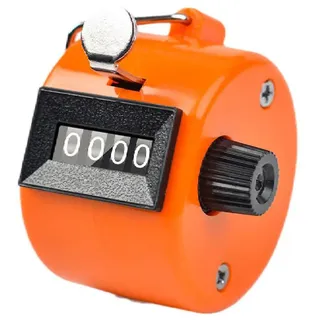 Handzähler aus Metall, Handzähler, 4 digitale Klick-Zähler, Metall-Handzähler, Klicker, Pitch-Zähler zum Zählen, mechanische Tonhöhenzähler (orange)