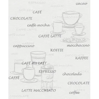 Tapetenfabrik Gebr. Rasch GmbH & Co. KG Vliestapete Kaffee Weiß/Grau/Silber 10,05 x 0,53 m