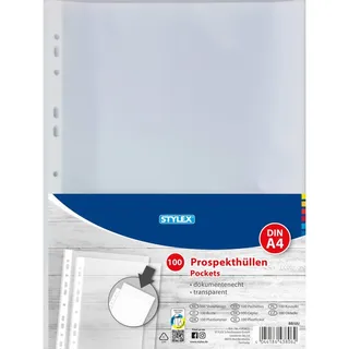Stylex Prospekthüllen, DIN A4, 100 Stück