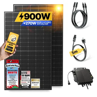 onLite: 900 Watt Balkonkraftwerk - ohne Halterung / ohne Speicher / 5m