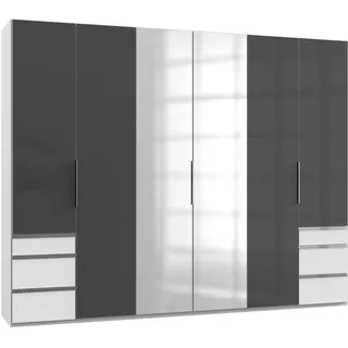 Level 300 x 236 x 58 cm weiß/Grauglas mit Glas- und Spiegeltüren