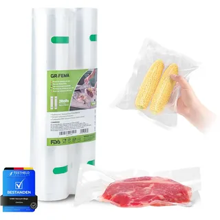 GRIFEMA GH82 Vakuumierfolie 2 Rollen 28x600 cm für Vakuumierer | Stark und Reißfest, Sous Vide, BPA-frei