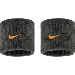 Nike Dri-Fit Swoosh Classic Printed Schweißbänder Tennis Fitness Running Handgelenkbänder, Anthracite/Black/Total Orange, One Size