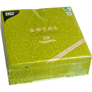 Papstar 50 Servietten "ROYAL Collection" 1/4-Falz 40 cm x 40 cm olivgrün "Casali"