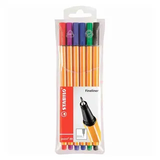 Stabilo Fineliner point 88 - 6er Pack - mit 6 verschiedenen Farben