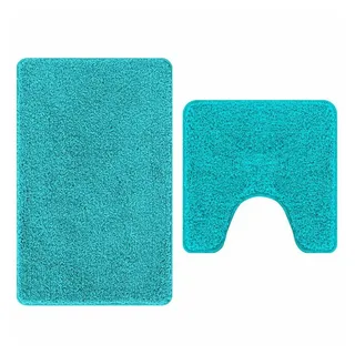 vidaXL 2-tlg. Badematten-Set Türkis Polypropylen Rutschfest