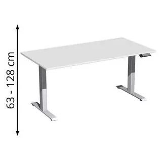 Geramöbel Tisch Elevate Plus, 1600x800x630-1280mm silber/lichtgrau