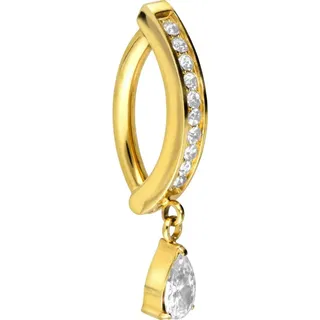 PIERCINGLINE Titan Bauchnabelclicker BOGEN + KRISTALLTROPFEN