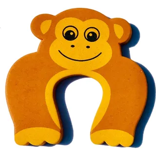 EWANTO Türstopper Affe für Kinder und Haustiere aus Schaumstoff Fensterstopper Einklemmschutz Kindersicherung Braun TSAF-01