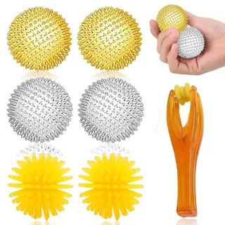7-teiliges Skills-Set für Erwachsene mit Igelball & Massagebällen - Anti-Stress Akupressur-Set in Gold/Silber inkl. Handtrainer - Skills Borderline Hilfsmittel skills panikattacken