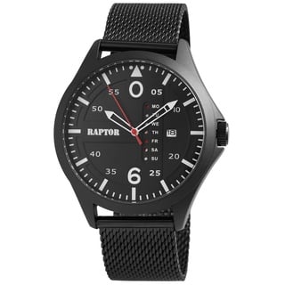 Raptor Herren-Uhr Edelstahl Milanaiseband Leuchtzeiger Datum Analog Quarz RA20265 (schwarz/schwarz)