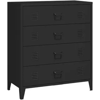 [en.casa] Hämeenlinna Schubladenschrank 80 cm x 40 cm x 92 cm schwarz
