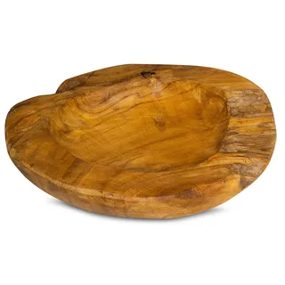 levandeo Schüssel Schale Teakholz 30cm Teak Massiv Holz Obstschale Holzschale Dekoschale Salatschüssel Tischdeko Holzdeko Unikat