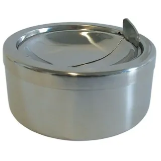 BURI Aschenbecher mit Deckel 12x6,5cm Sturmaschenbecher für draußen Windaschenbecher Edelstahl Aschenbecher für unterwegs Aschenbecher für draussen Reiseaschenbecher runder Klappaschenbecher rund