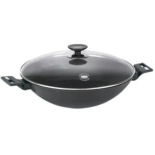 Berndes Wok (mit Deckel) b.smart ¦ schwarz ¦ Aluminium Ø: 36.0