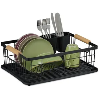 Relaxdays Abtropfgestell onesize 0 x 0 cm Farbe Schwarz/Hellbraun