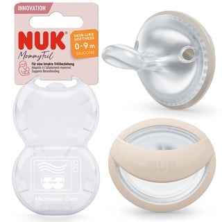 NUK MommyFeel Schnuller, Silikon, 0-9M grau/beige, 2er-Pack (10175311)