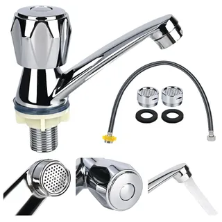 Wasserhahn Bad Single Kaltwasserhahn Waschbecke Moderne Waschtischarmatur Chrom Badarmaturen Waschbecken Kaltwasser Armatur Waschbecken Mit 60cm Anschlussschlauch Armatur