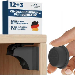 Hoffenbach Magnetische Kindersicherung ohne Bohren mit 12 Schlösser+3 Schlüssel schwarz