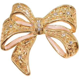 FIRETTI Brosche FIRETTI "Schmuck Geschenk Ansteckschmuck Schleife", gold (gelbgoldfarben, kristallweiß, kristallweiß), Broschen, Damen, Messing, Brosche, mit Zirkonia (synth.)