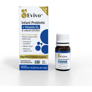 Evivo Probiotische Tropfen für Säuglinge, Baby-Essentials zur Linderung von Koliken und Gasen, sicher für Neugeborene, lindert Weinen, Ärger, Koliken, Gas- und Windelausschlag, GVO-Projekt verifiziert