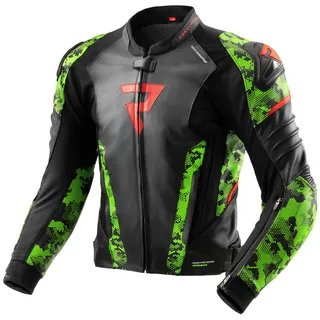 Rebelhorn Veloce Lederjacke Camo Black/Green/Fluor Red 54