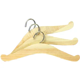 Heless 304 Puppenkleiderbügel, 3 Stück, aus Holz, Zubehör für den Puppenhaushalt, Beige