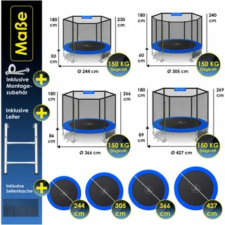 Kesser  Trampoline Komplettset 305 cm inkl. Sicherheitsnetz, Leiter und Randabdeckung blau