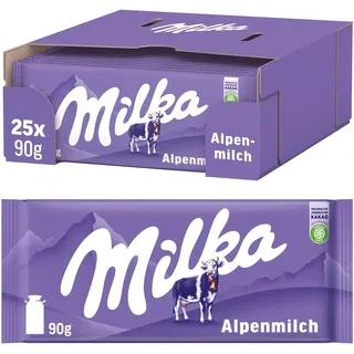 MILKA Alpenmilch Milchschokolade 25 Packungen 90 g
