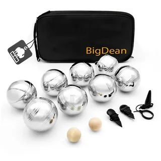 BigDean Boule Set mit 8 verchromten Boule Kugeln