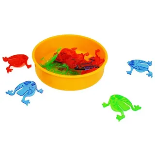 Eduplay Lernspielzeug Froschhüpfspiel mit Kunststoffschale, 12 Frösche in 3 Farben, bunt