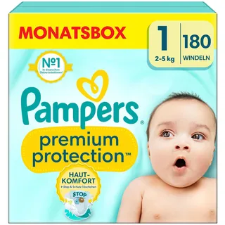 Pampers Premium Protection Gr.1 (2-5 kg) für Neugeborene (0-3 Monate), 180 St.