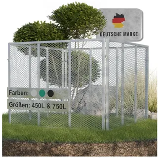 Heimfleiss Heimfleiss® Komposter Garten 100x100x75 cm | 750L Metallkomposter verzinkt & pulverbeschichtet | Metall Kompostbehälter für Rasenschnitt & Biomüll | Gartenkomposter mit Stecksystem | Kompost Behälter