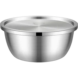 Kichvoe Edelstahl Schüssel mit Deckel Rührschüssel Mischschüssel Teigschüssel Salatschüssel Küchenschüssel für Küche Kochen Backen Eier Mehl Salat 24cm Silber