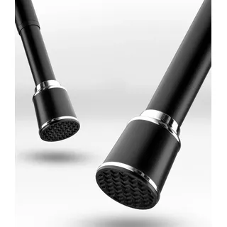 MEISENBERG Vorhangstange ohne Bohren 270-320cm, Schwarz, Ø 32 mm, Teleskopstange zum Klemmen für Fenster, Dusche, Terrasse und Trennwand