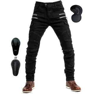 oFzimTo Motorradhose Herren mit Protektoren, Motorrad Jeans Herren, Biker Jeans Herren Stretch-Zweiten Generation Protektoren,CE-Kennzeichnung (EN1621-1:2037) - XXS