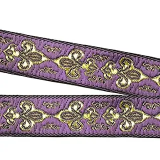 1A-Kurzwaren 10m Französische Lilie Borte Fleur de Lis Webband 16mm Farbe: Lila-Gold 16063-ligo