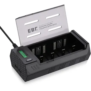 EBL 908 Universal Akku Ladegerät - für AA/AAA/Baby C/Mono D/9volt Block/NiMH/NiCD wiederaufladbare Batterien und USB Geräte, LCD Entladegerät & USB Batterieladegerät