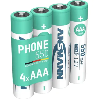 Ansmann Telefon Akku AAA, 4 Stück, 550mAh 1,2V, DECT