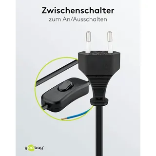 goobay Wentronic Netzkabel (Eurostecker und Schalter auf abisolierte Kabelenden) 1,5m schwarz