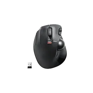 ELECOM EX-G Linkshänder-Trackball-Maus, 2,4 GHz USB Wireless, Ergonomisch, Daumensteuerung, Tracking Roller Ball, 6 programmierbare Tasten, Neigungs-Scroll