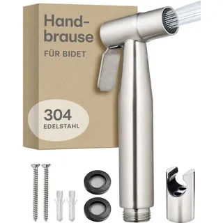 Praknu Bidetarmatur Handbrause Edelstahl silber/weiß