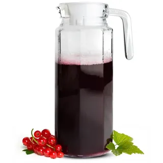Sendez Wasserkrug Glaskaraffe 1,1L mit Deckel Karaffe Krug Saftkrug Milchkrug Wasserkrug
