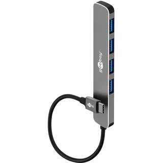 goobay Slim 4-Port USB-Hub, USB-C auf USB-A, 5 Gbit/s,