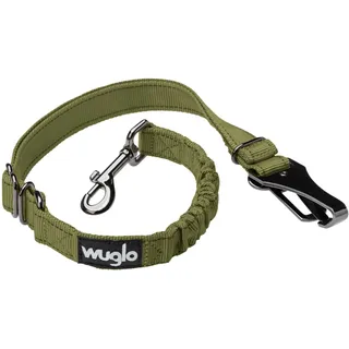 30-95cm Wuglo Hundegurt fürs Auto - Hunde Anschnallgurt für Kindersicherheitssitz - Hakenriegel & Sicherheitsgurtschnalle - Verstellbarer Universal-Hundeanschnaller (Khaki)
