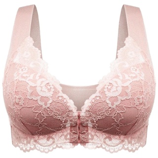 Damen Blossom Spitze Vorderverschluss Ringerrücken Ohne Bügel Sport BH Rücken-Design Baumwolle Innenseite Sport BH mit Vorderverschluss Bralette Bustier Bequemer Gepolstert Ungepolstert Lace Bra B343