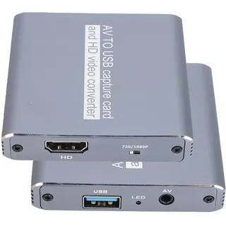 Plyisty VHS-zu-Digital-Konverter, USB-Videoaufnahmekarte Analog zu Digital für Hi8/VCR/DVD/AV, AV-zu-HDMI-Adapter, Speichern Alter Videos auf Laptop