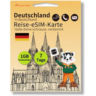 Deutschland Daten Nur eSIM Karte 1 GB Täglich in 7 Tagen Weltweites Reisen Internet Prepaid 4/5G-LTE High-Speed ​​Traffic Unbegrenzt Niedrige Geschwindigkeit