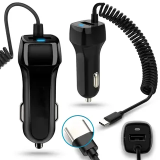 KFZ Ladegerät für Samsung Galaxy S25 S24 S23 S22 Ladekabel USB-C Schnelles Laden - Schwarz/Weiß