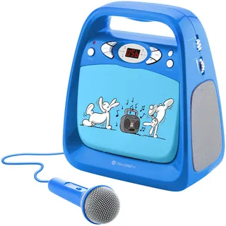 GOGEN Kinderkaraoke und CD Player I USB I MP3 I Mikrofon inklusive I Kopfhörerausgang I tragbar I Batterie oder Netzteil I Bluetooth I Hergestellt für Kinder I Blau